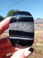 Black Stripe Agate & Quartz Palm Stones