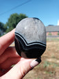 Black Stripe Agate & Quartz Palm Stones