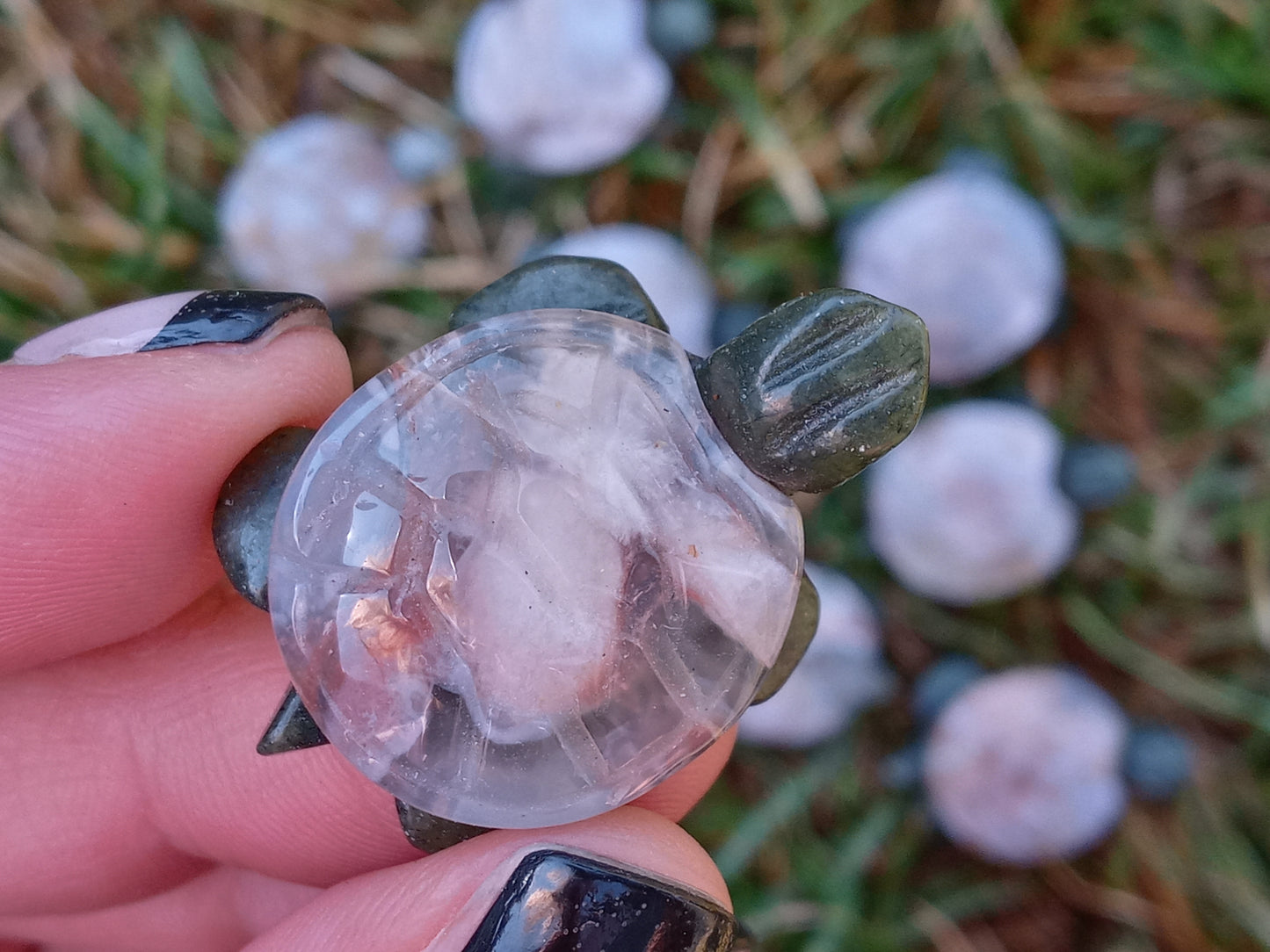 Sakura Flower Agate Turtles