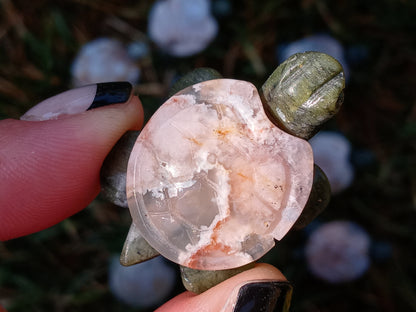 Sakura Flower Agate Turtles