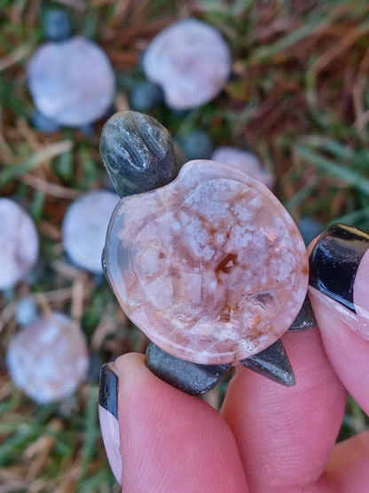 Sakura Flower Agate Turtles